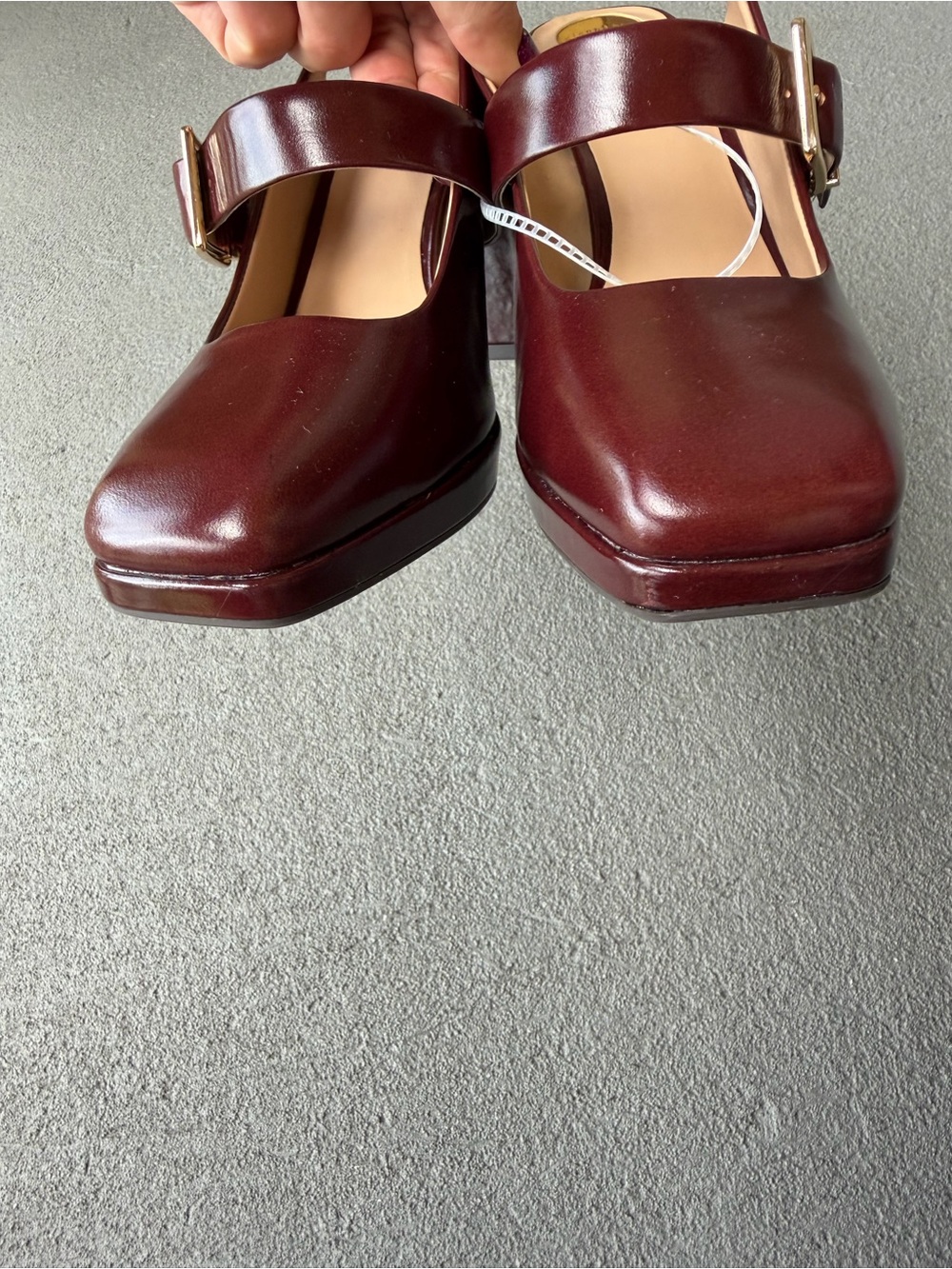 Gianni Bini Maroon Leather Sonata Slingback Mary Jane Pump 8M Chunky NWOB - Picture 5 of 13